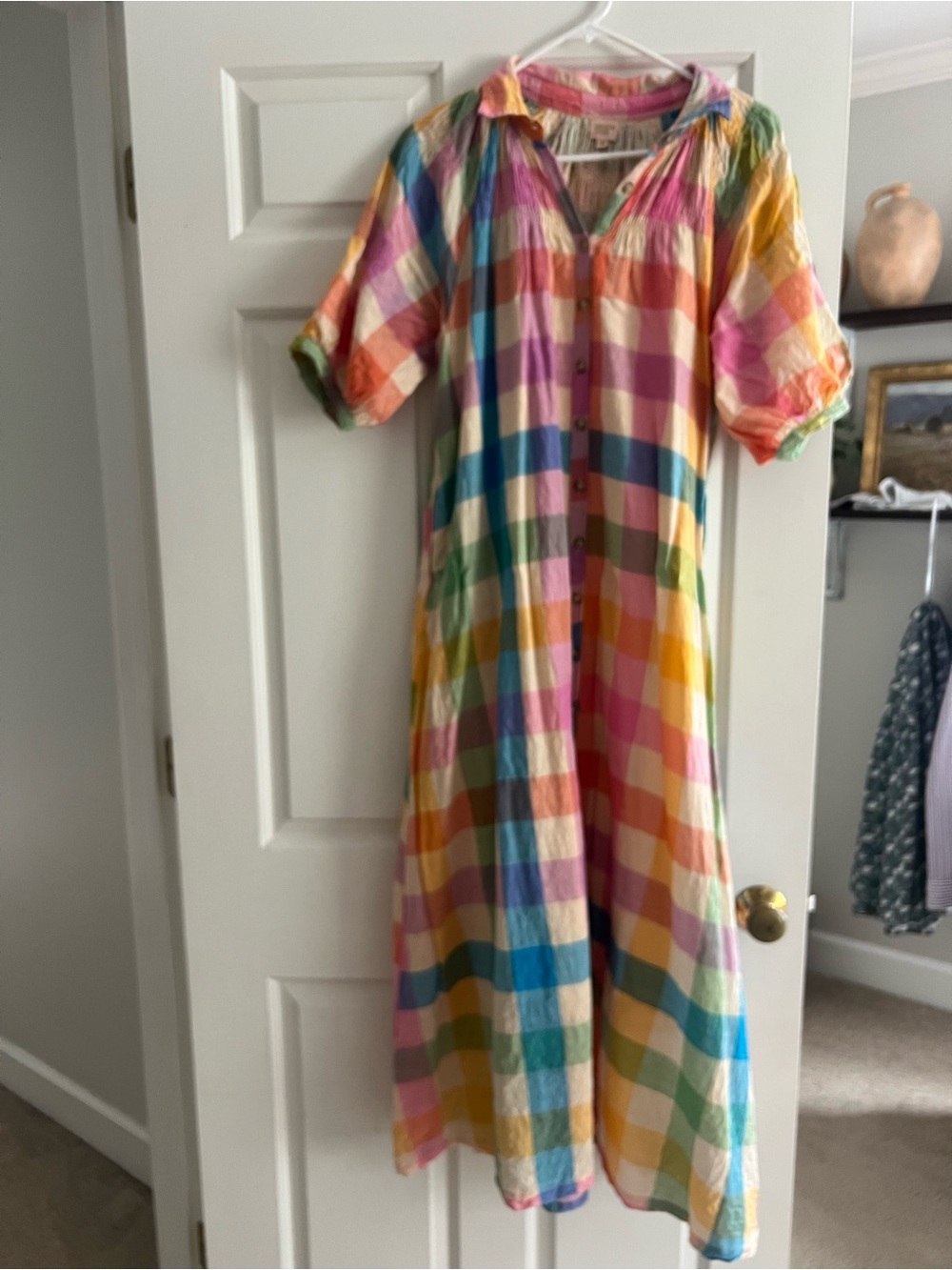 Sunshine Tienda Multi-Color Plaid Button-Front Maxi Dress
